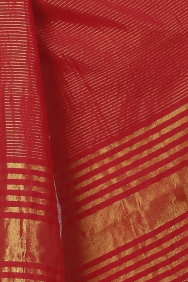 Red Blended Cotton Tama Hand Loom Saree (1206)